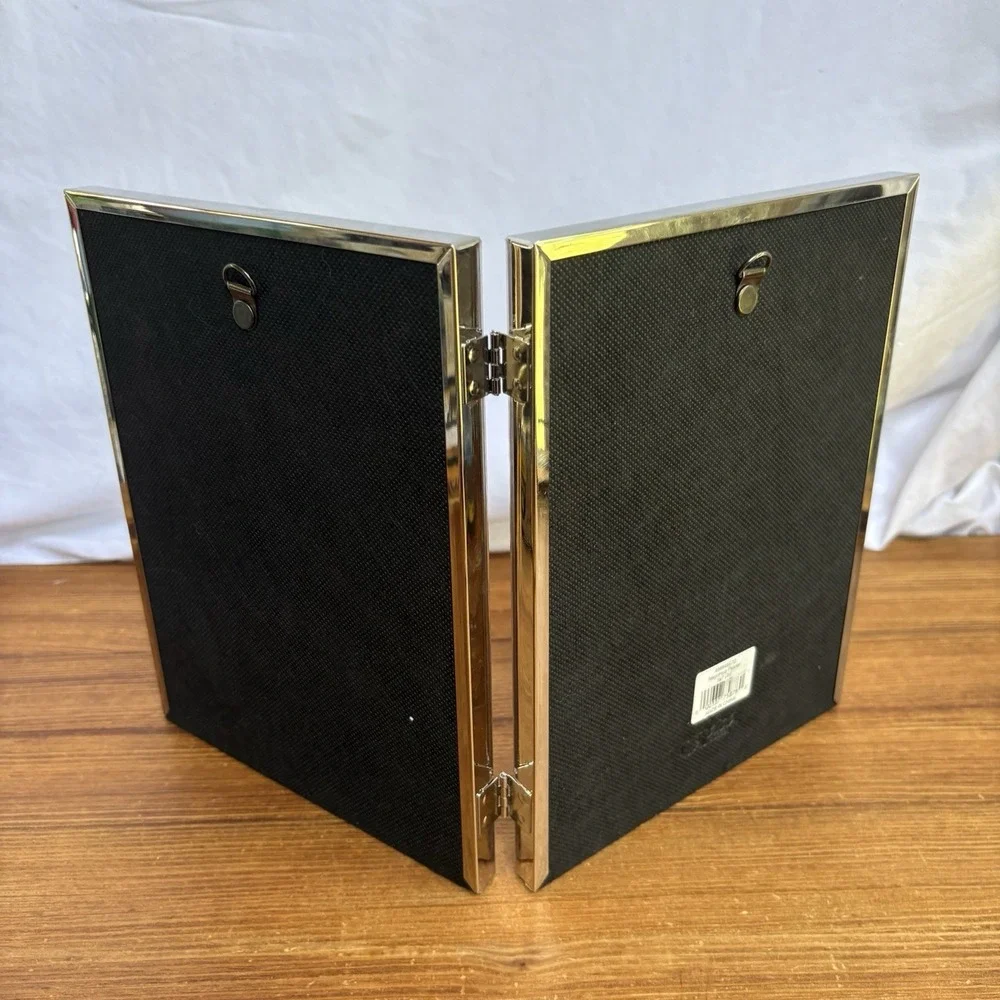 Fetco Home Decor Newport Hue Pewter Double 5x7 Hinged Folding Picture Frame